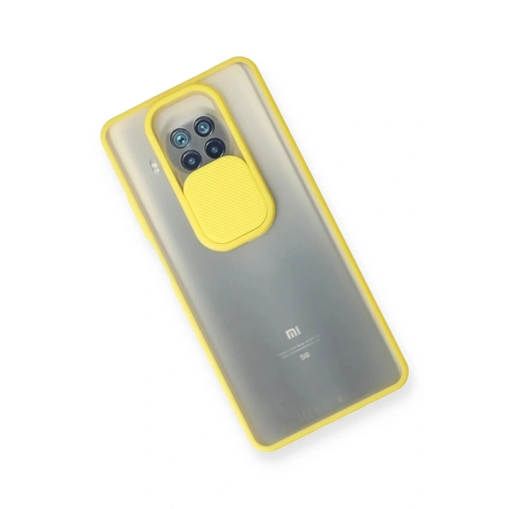 Mey İthalat®   Mi 10T Lite Kılıf Palm Buzlu Kamera Sürgülü Silikon - Sarı