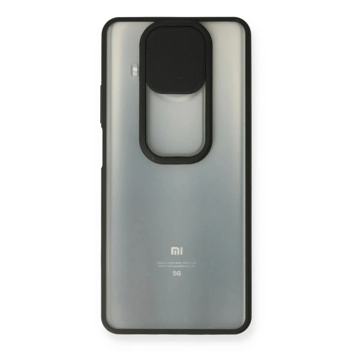 Mey İthalat®   Mi 10T Lite Kılıf Palm Buzlu Kamera Sürgülü Silikon - Siyah