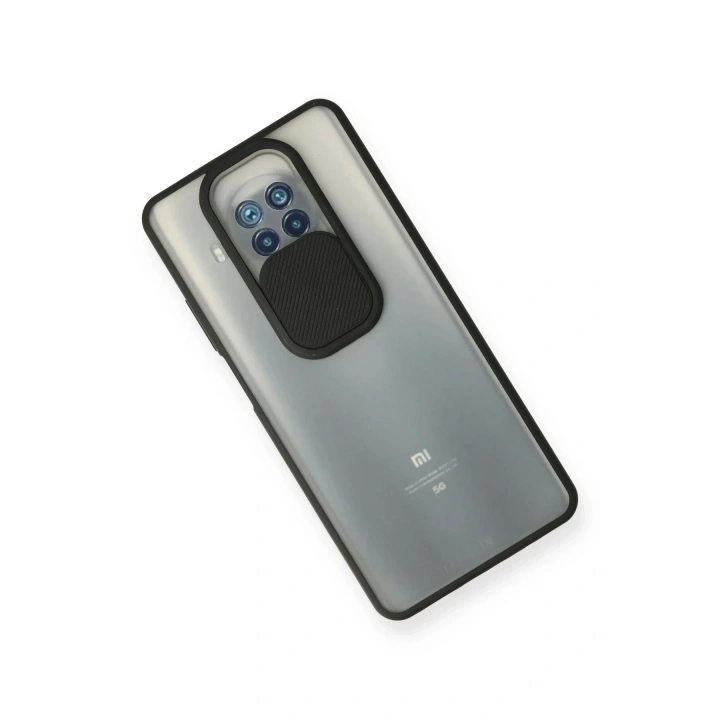 Mey İthalat®   Mi 10T Lite Kılıf Palm Buzlu Kamera Sürgülü Silikon - Siyah