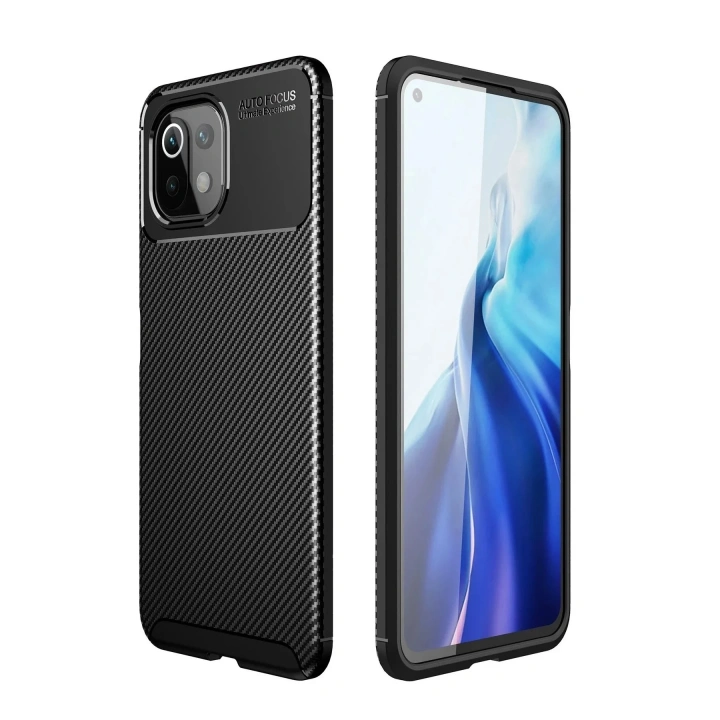 Mey İthalat®   Mİ 11 Lite Kılıf Auto Focus Karbon Kapak - Siyah