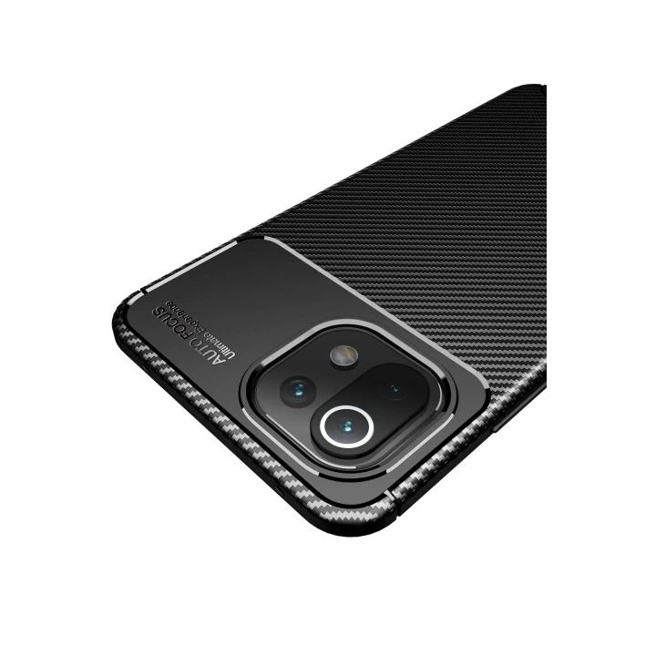 Mey İthalat®   Mİ 11 Lite Kılıf Auto Focus Karbon Kapak - Siyah
