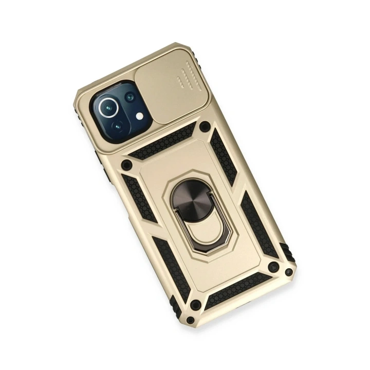 Mey İthalat®   Mİ 11 Lite Kılıf Pars Lens Yüzüklü Silikon - Gold