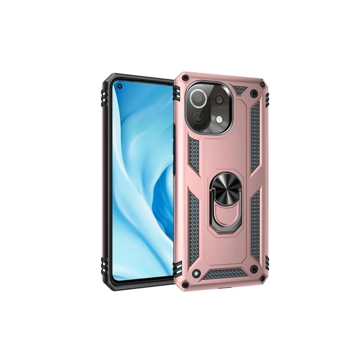 Mey İthalat®   Mİ 11 Lite Kılıf Sofya Yüzüklü Silikon Kapak - Rose
