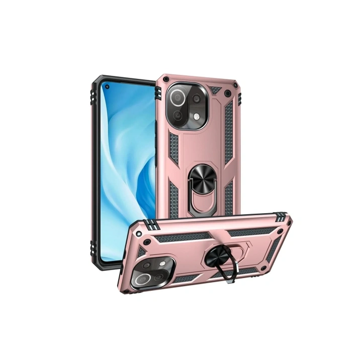 Mey İthalat®   Mİ 11 Lite Kılıf Sofya Yüzüklü Silikon Kapak - Rose