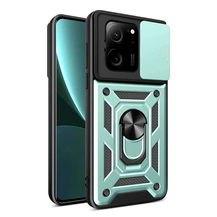 Mey İthalat®   Mi 13T Pro Kılıf Pars Lens Yüzüklü Silikon - Yeşil
