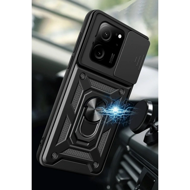 Mey İthalat®   Mi 13T Pro Kılıf Pars Lens Yüzüklü Silikon - Yeşil