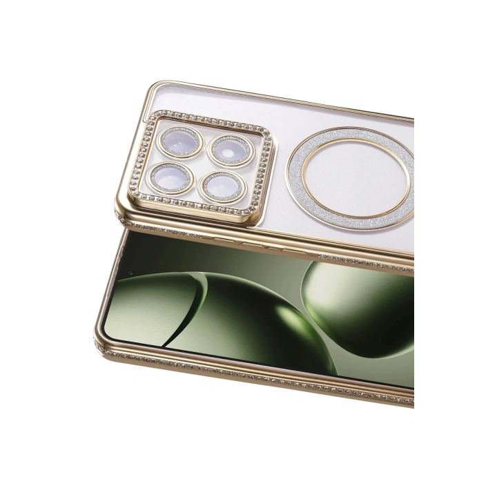 Mey İthalat®   Mi 14T Pro Joke Simli Magneticsafe Kılıf - Gold