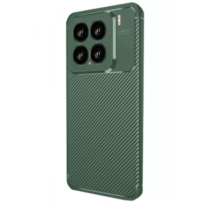 Mey İthalat®   Mi 15 Kılıf Auto Focus Karbon Kapak - Koyu Yeşil
