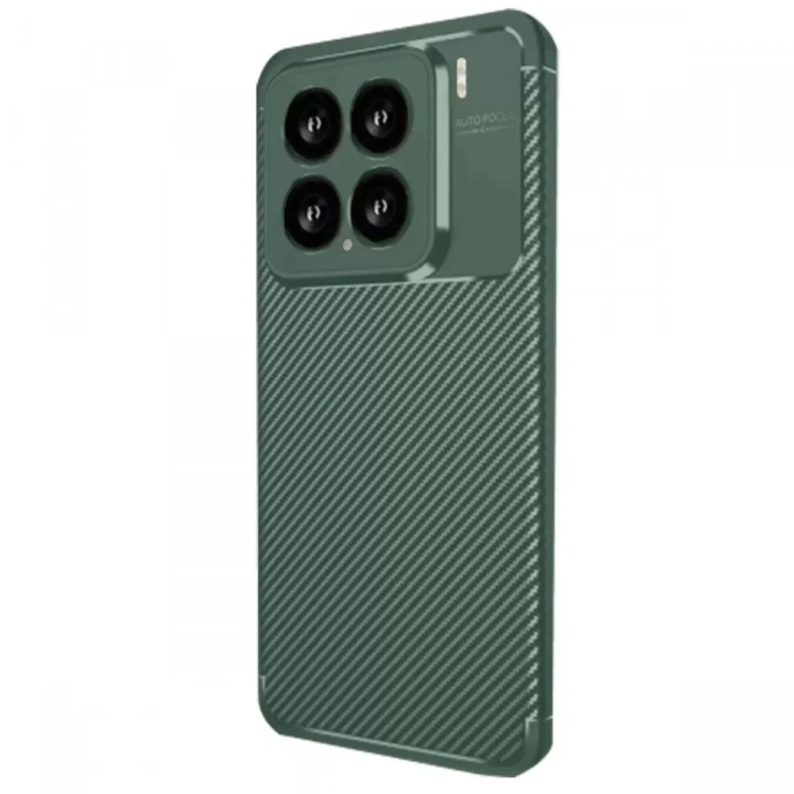 Mey İthalat®   Mi 15 Kılıf Auto Focus Karbon Kapak - Koyu Yeşil