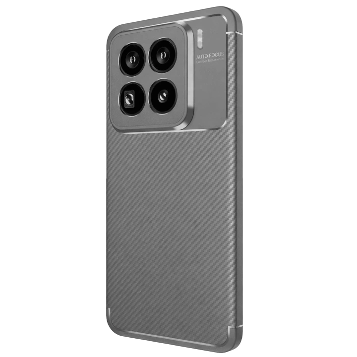Mey İthalat®   Mi 15 Pro Kılıf Auto Focus Karbon Kapak - Gri