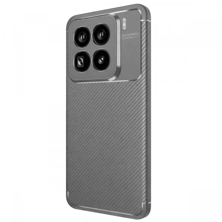 Mey İthalat®   Mi 15 Pro Kılıf Auto Focus Karbon Kapak - Gri
