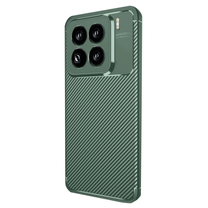 Mey İthalat®   Mi 15 Pro Kılıf Auto Focus Karbon Kapak - Koyu Yeşil