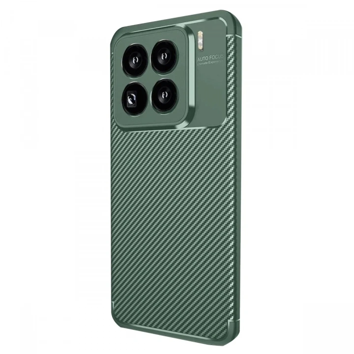 Mey İthalat®   Mi 15 Pro Kılıf Auto Focus Karbon Kapak - Koyu Yeşil