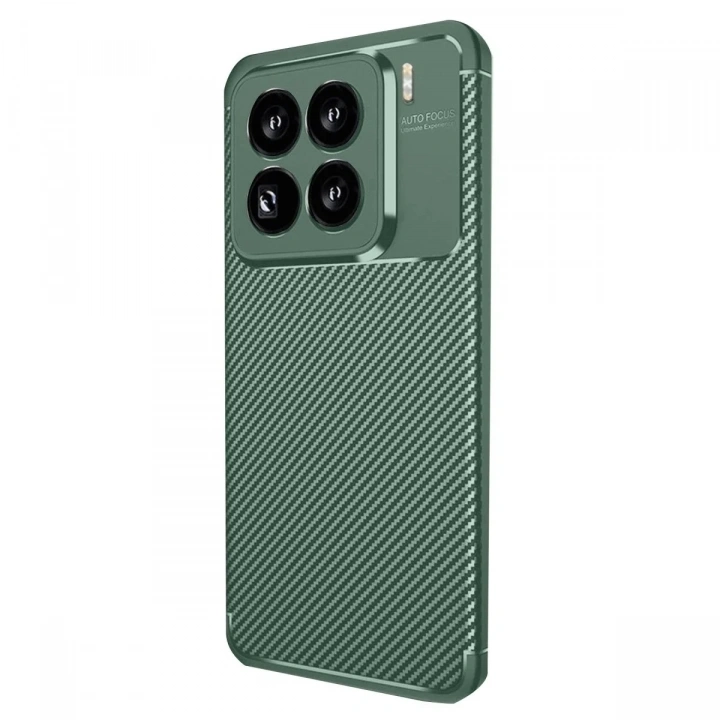 Mey İthalat®   Mi 15 Pro Kılıf Auto Focus Karbon Kapak - Koyu Yeşil