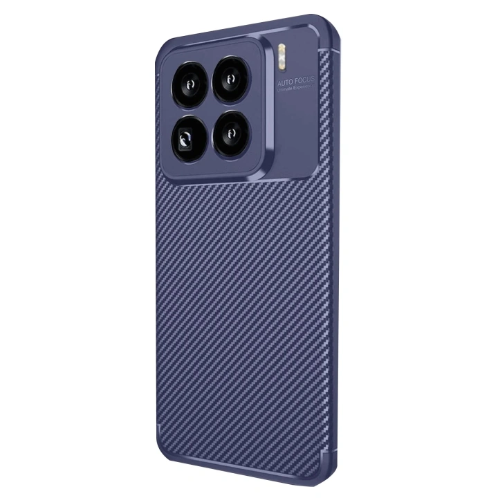 Mey İthalat®   Mi 15 Pro Kılıf Auto Focus Karbon Kapak - Lacivert