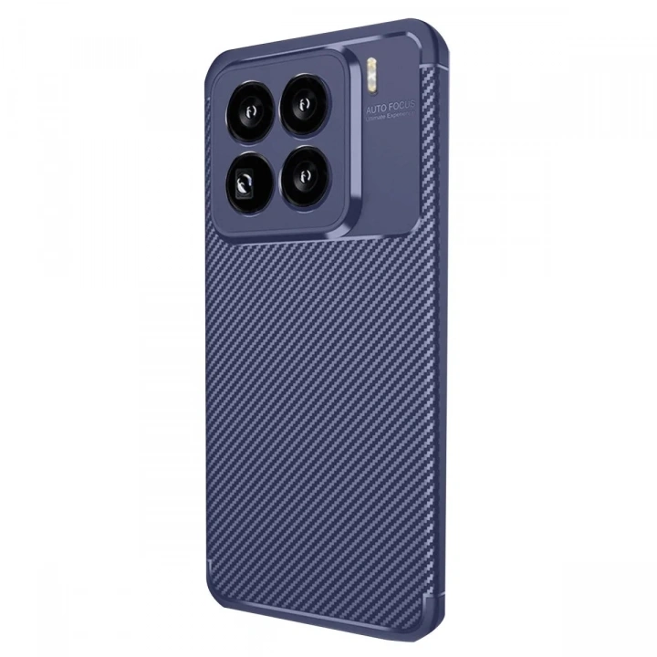 Mey İthalat®   Mi 15 Pro Kılıf Auto Focus Karbon Kapak - Lacivert