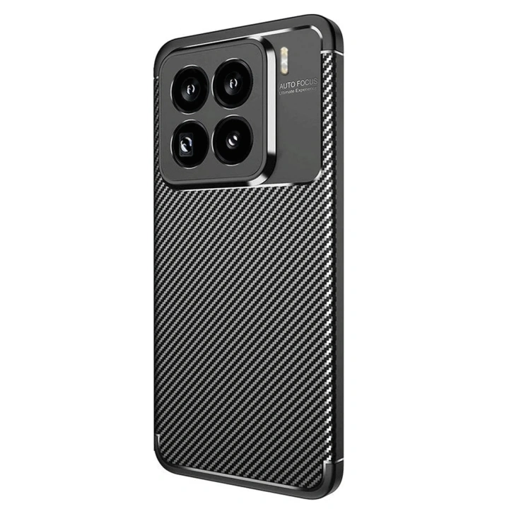 Mey İthalat®   Mi 15 Pro Kılıf Auto Focus Karbon Kapak - Siyah