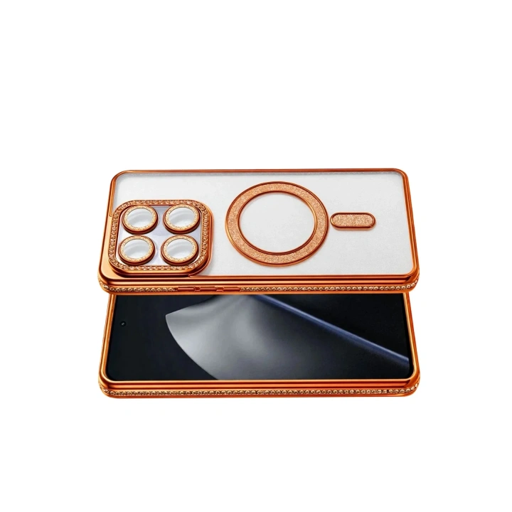 Mey İthalat®   Mi 15T Pro Joke Simli Magneticsafe Kılıf - Turuncu