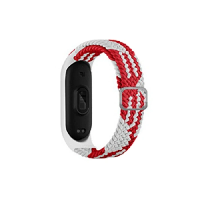 Mey İthalat®   Mi Band 4 Star Kordon - Beyaz-Kırmızı