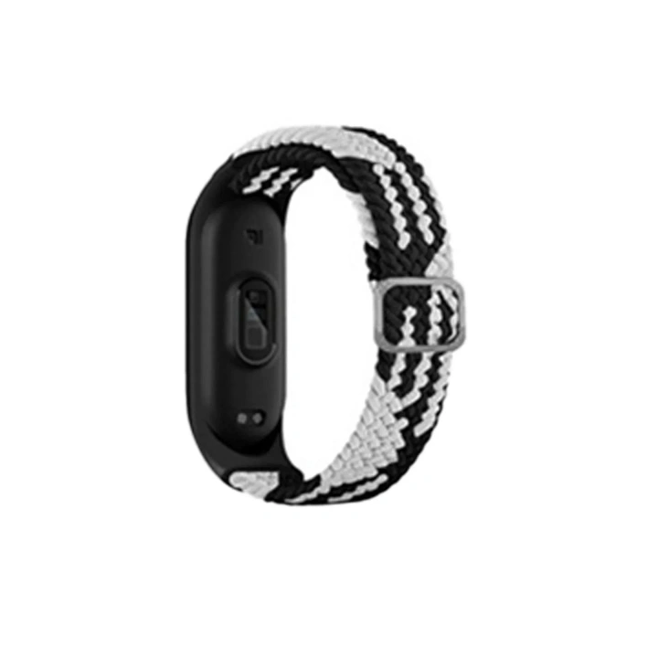 Mey İthalat®   Mi Band 4 Star Kordon - Siyah-Beyaz