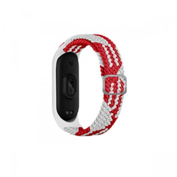 Mey İthalat®   Mi Band 7 Star Kordon - Beyaz-Kırmızı