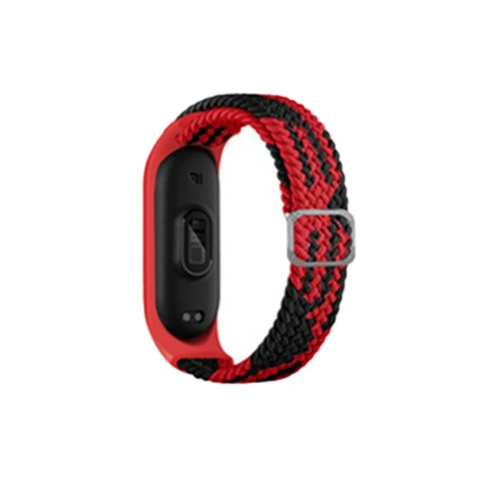 Mey İthalat®   Mi Band 7 Star Kordon - Kırmızı-Siyah