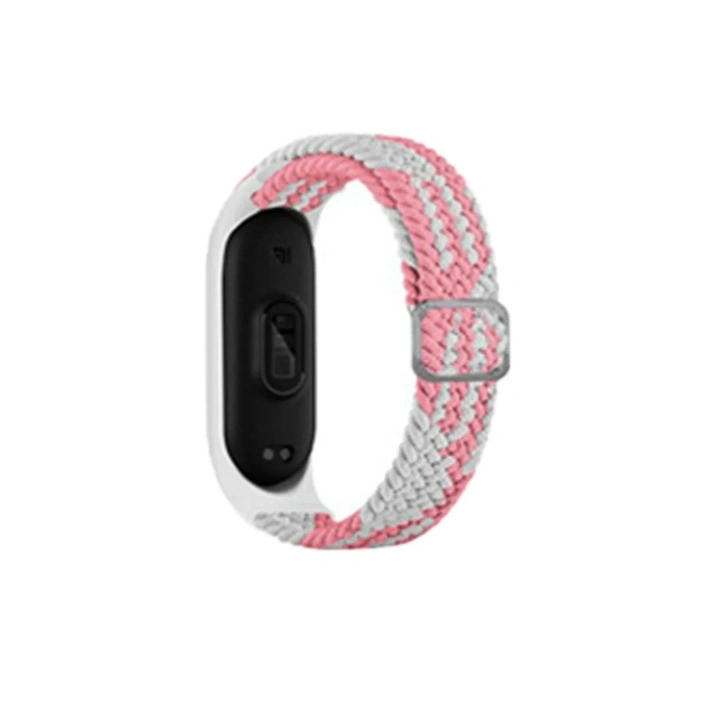 Mey İthalat®   Mi Band 7 Star Kordon - Pembe-Beyaz