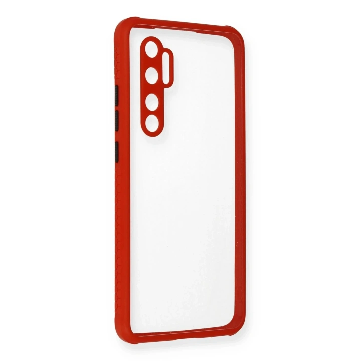 Mey İthalat®   Mi Note 10 Lite Kılıf Miami Şeffaf Silikon - Kırmızı