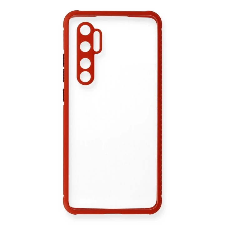 Mey İthalat®   Mi Note 10 Lite Kılıf Miami Şeffaf Silikon - Kırmızı