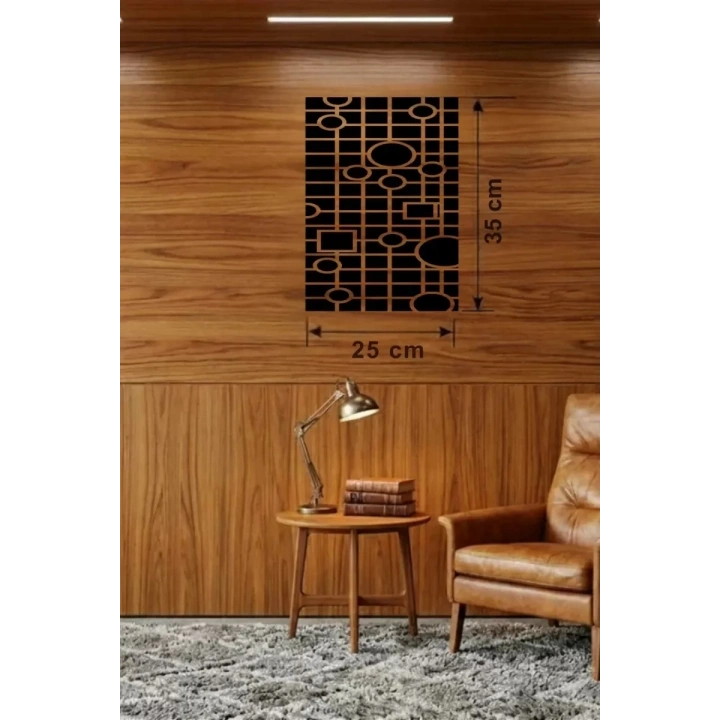 Mey İthalat® Modern Geometrik Desenli Ahşap Duvar Tablosu - 25x35 cm Dekoratif Pano