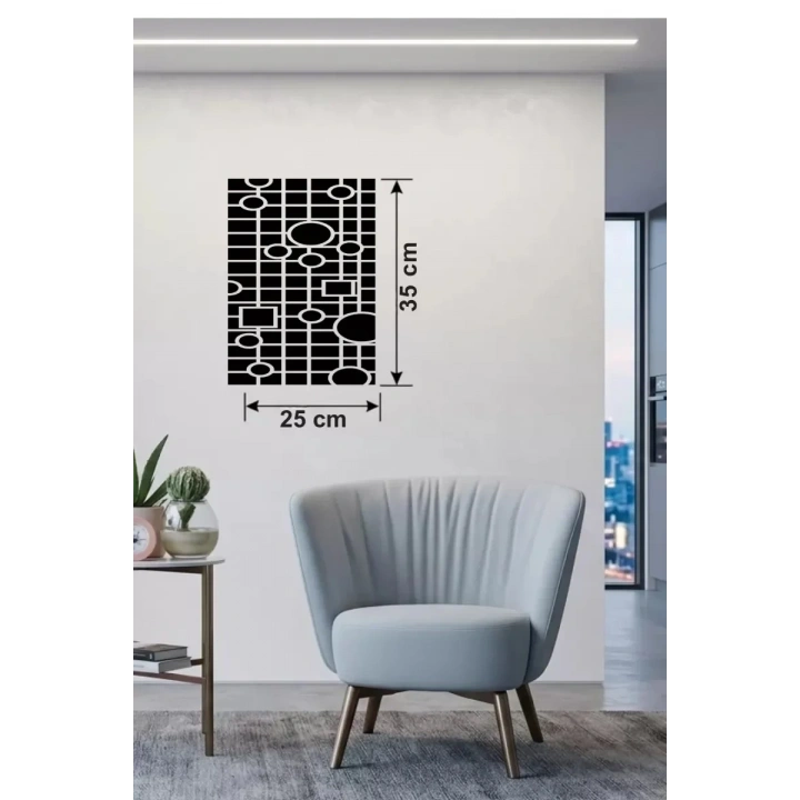 Mey İthalat® Modern Geometrik Desenli Ahşap Duvar Tablosu - 25x35 cm Dekoratif Pano