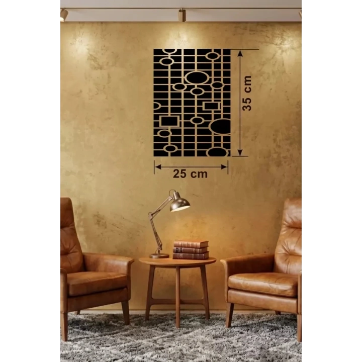 Mey İthalat® Modern Geometrik Desenli Ahşap Duvar Tablosu - 25x35 cm Dekoratif Pano