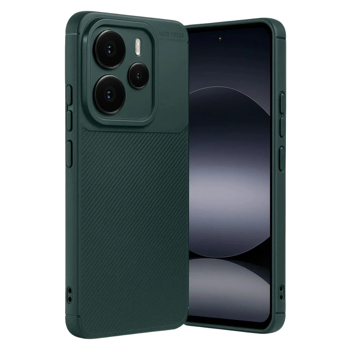 Mey İthalat®   Note 14 5G Auto Focus Karbon Kapak - Koyu Yeşil