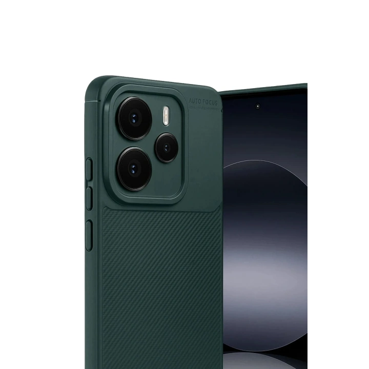 Mey İthalat®   Note 14 5G Auto Focus Karbon Kapak - Koyu Yeşil