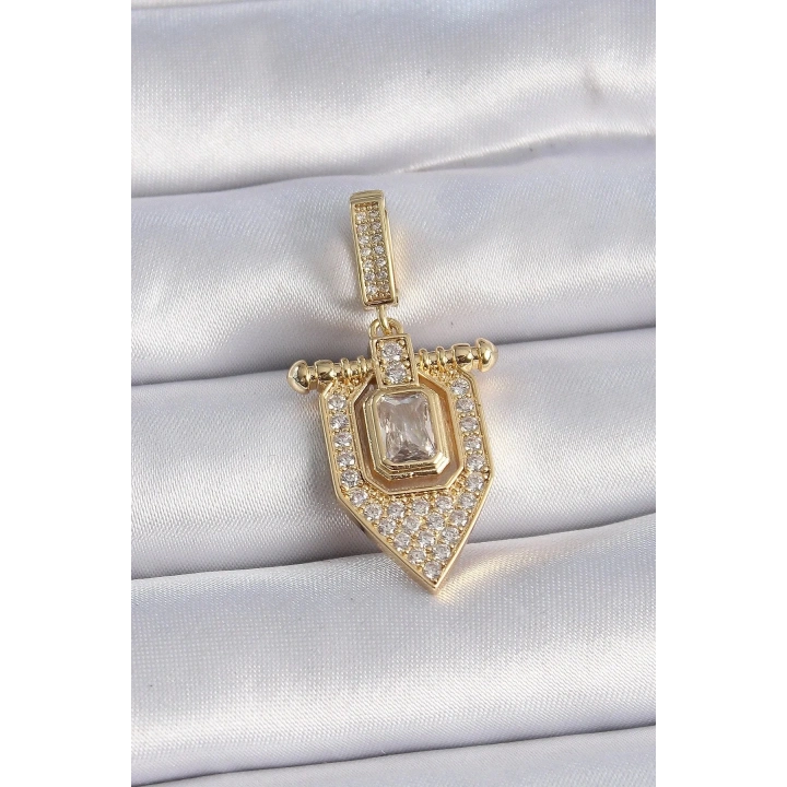 Mey İthalat® Pirinç Gold Renk Baget Zirkon Taşlı Ajda Charm