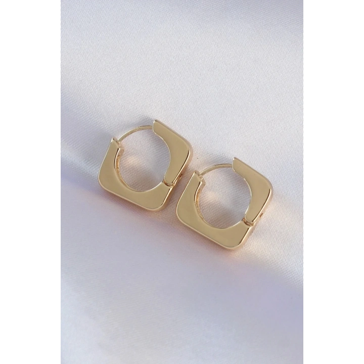 Mey İthalat® Pirinç Gold Renk Kare Küpe