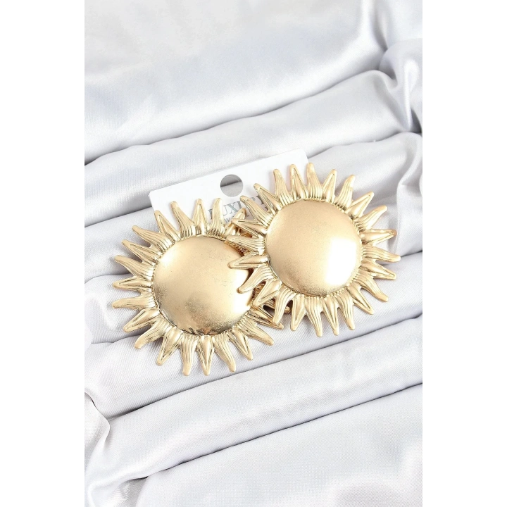 Mey İthalat® Pirinç Güneş Model Gold Renk Kadın Küpe