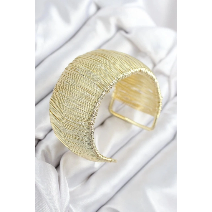 Mey İthalat® Pirinç Tel Sarma Model Gold Renk Kadın Bileklilk