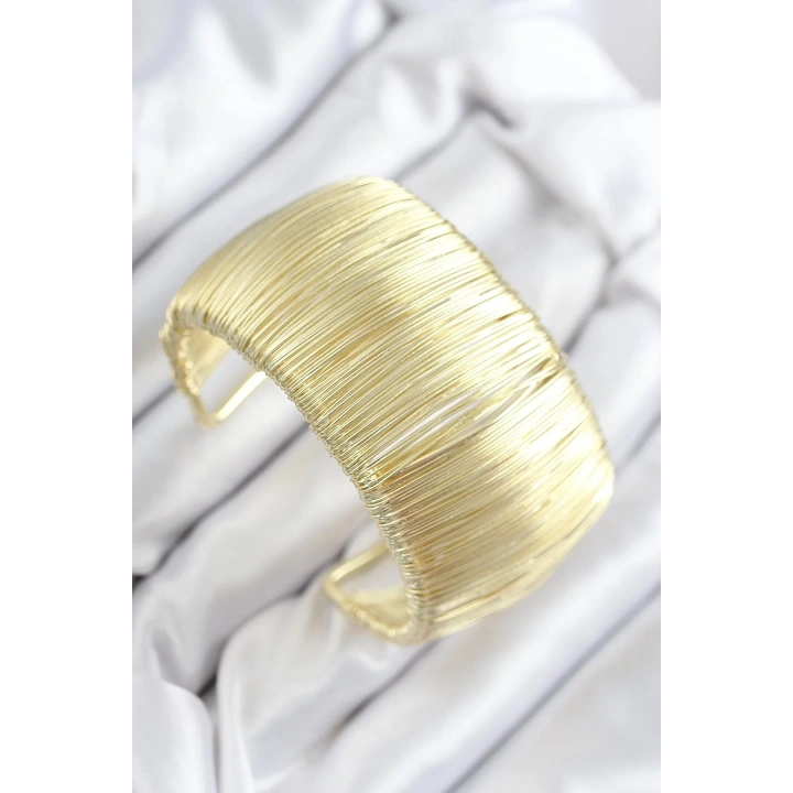 Mey İthalat® Pirinç Tel Sarma Model Gold Renk Kadın Bileklilk