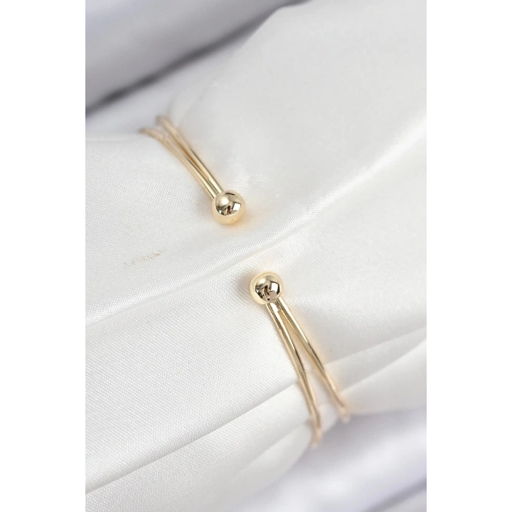 Mey İthalat® Pirinç Zirkon Taşlı Kalp Model Gold Renk Kadın Bileklik