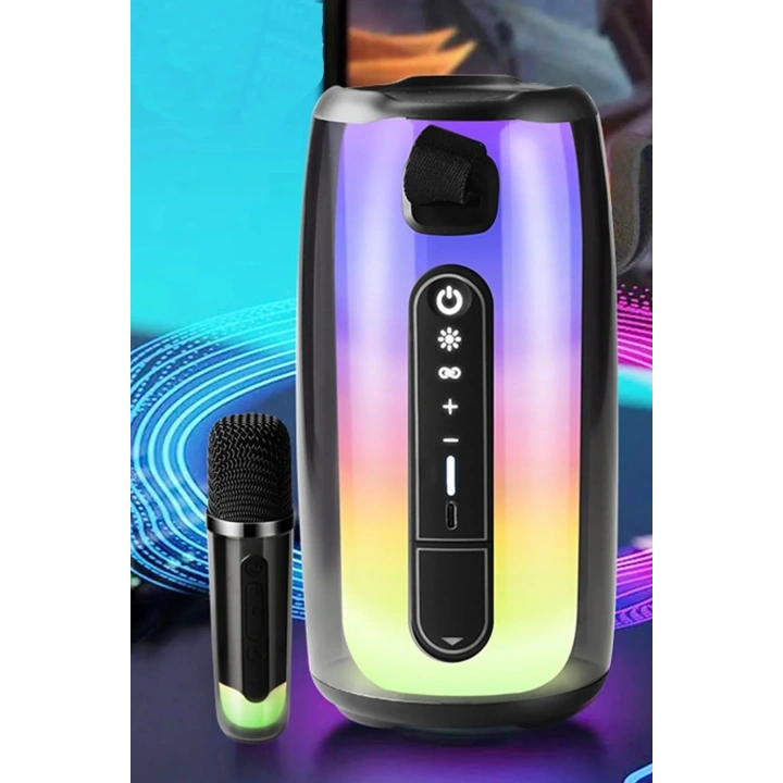 Mey İthalat®  Pluse 7 Mikrofonlu RGB Kablosuz Hoparlör - Beyaz