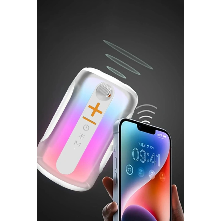 Mey İthalat®  Pluse 8 RGB Kablosuz Hoparlör - Beyaz