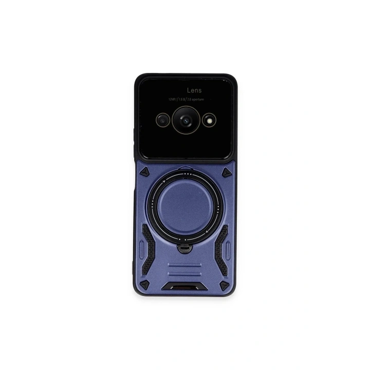Mey İthalat®   Poco C61 Kılıf Joy Lens Standlı Kapak - Lacivert
