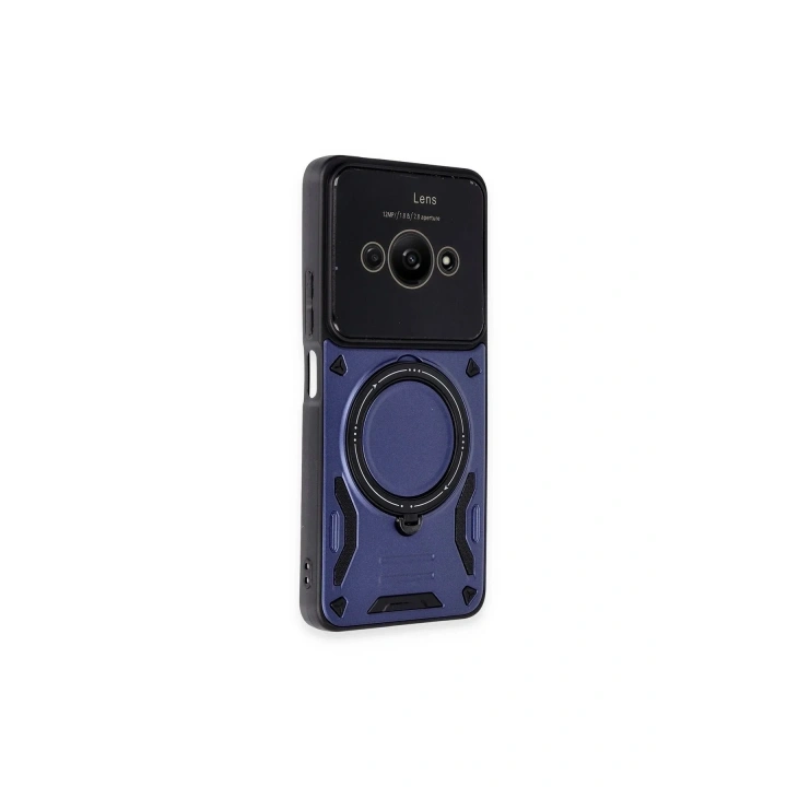 Mey İthalat®   Poco C61 Kılıf Joy Lens Standlı Kapak - Lacivert