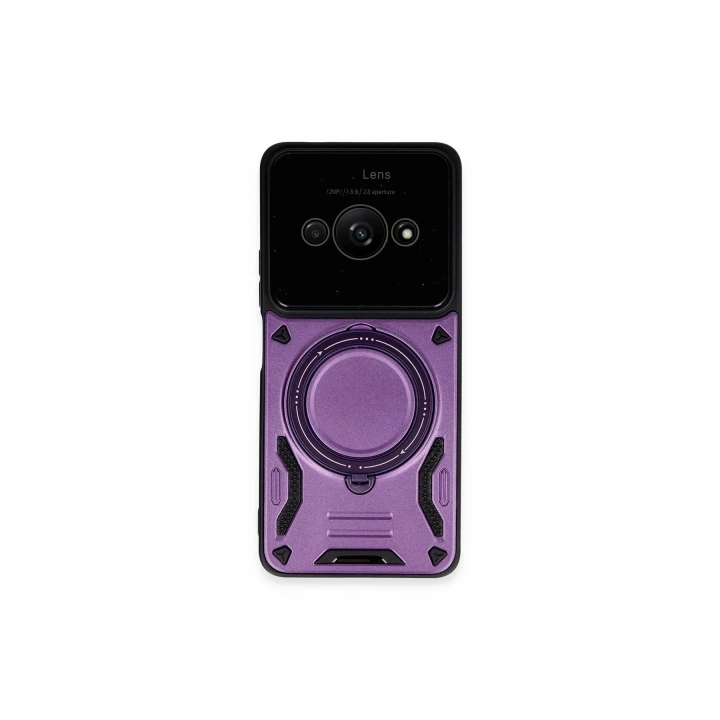 Mey İthalat®   Poco C61 Kılıf Joy Lens Standlı Kapak - Mor