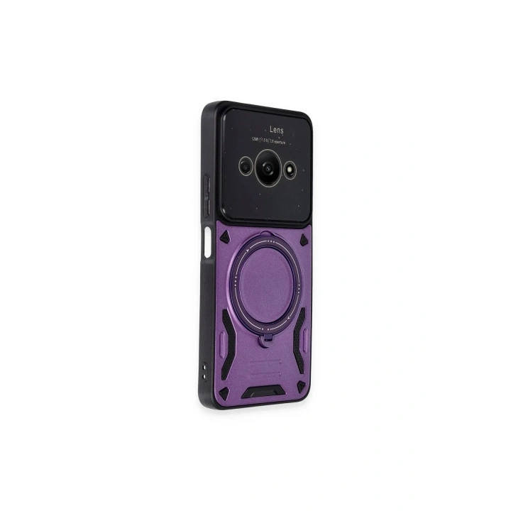 Mey İthalat®   Poco C61 Kılıf Joy Lens Standlı Kapak - Mor