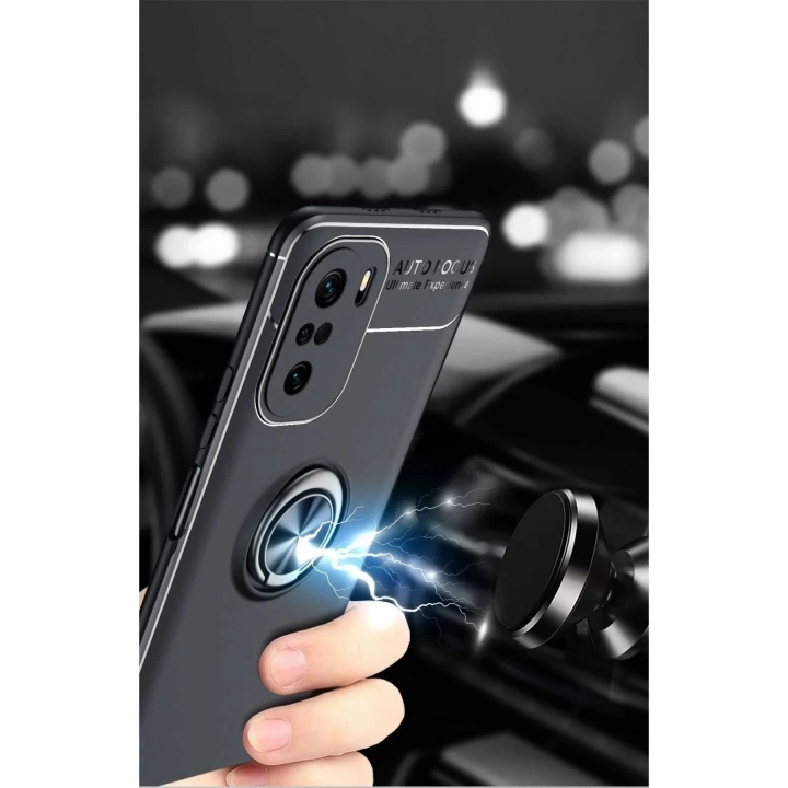 Mey İthalat®   Poco F3 Kılıf Range Yüzüklü Silikon - Mavi