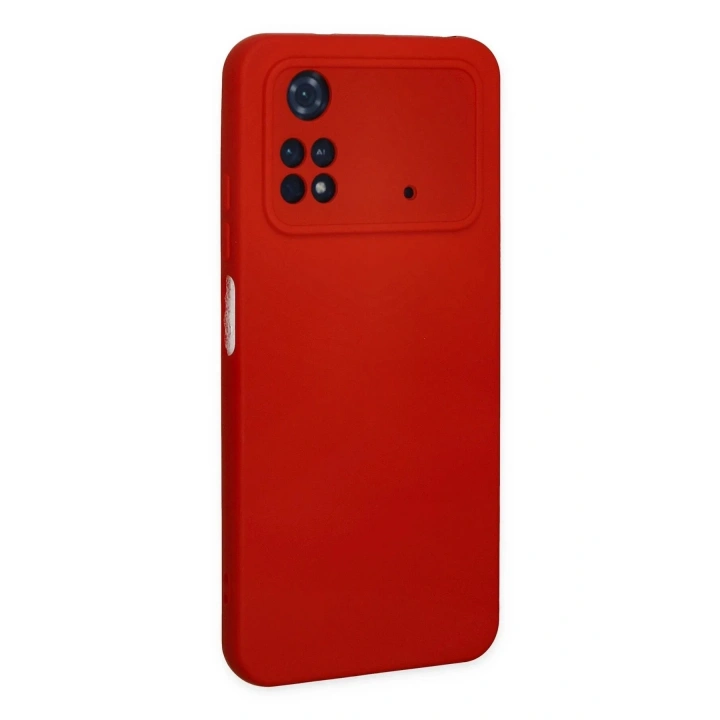 Mey İthalat®   Poco M4 Pro 4G Kılıf Nano içi Kadife Silikon - Kırmızı