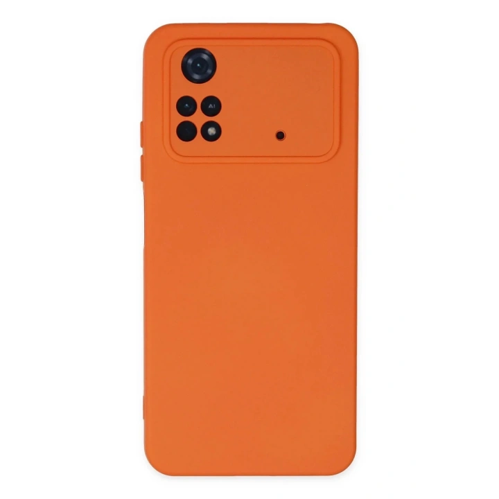 Mey İthalat®   Poco M4 Pro 4G Kılıf Nano içi Kadife Silikon - Turuncu