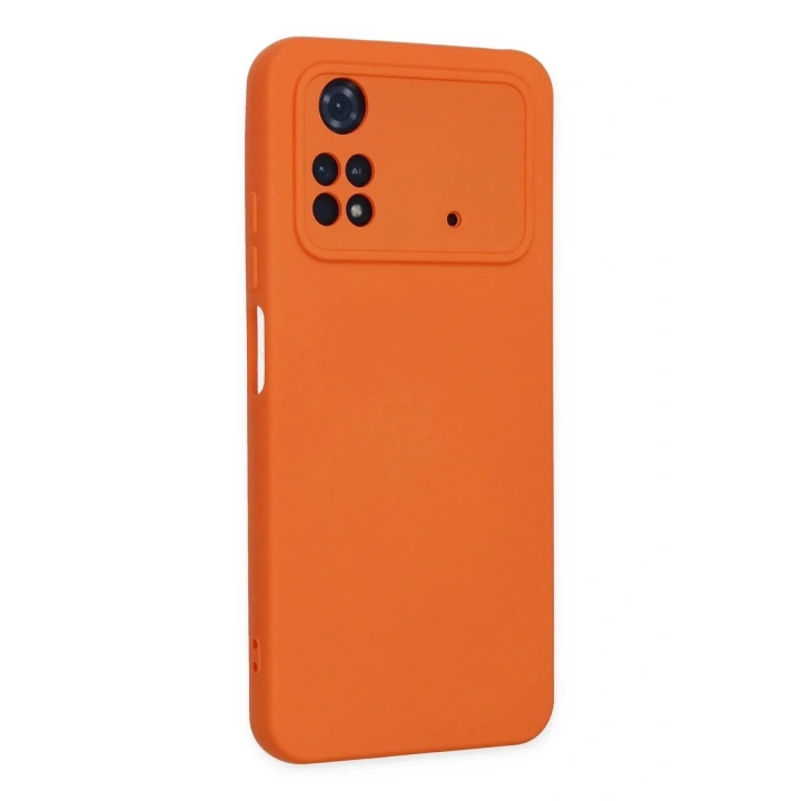 Mey İthalat®   Poco M4 Pro 4G Kılıf Nano içi Kadife Silikon - Turuncu
